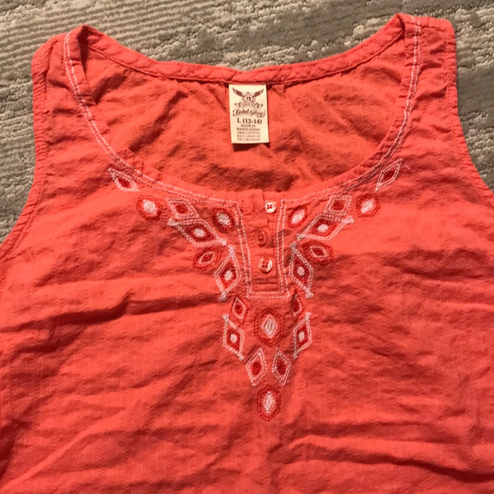 Faded glory bohemian cotton tank top coral color
